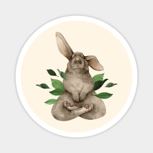 meditating bunny with leaves Magnet